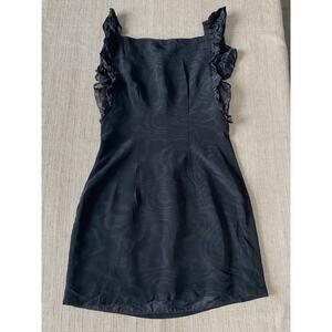 Katy Rodriguez Black Silk Ruffle Sleeve Dress Size 10